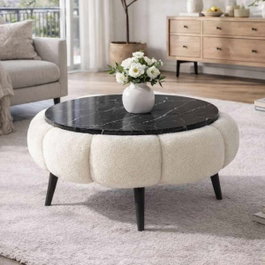 Atelier Del Sofa Papatya 60 - Blanco, Mármol Negro